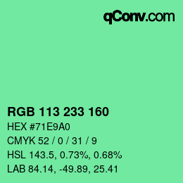 Color code: RGB 113 233 160 | qconv.com
