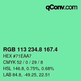 カラーコード: RGB 113 234.8 167.4 | qconv.com