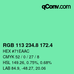 カラーコード: RGB 113 234.8 172.4 | qconv.com