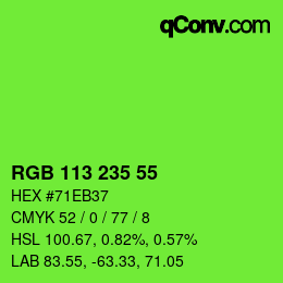 Farbcode: RGB 113 235 55 | qconv.com