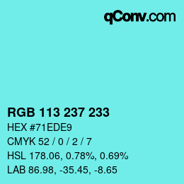 Color code: RGB 113 237 233 | qconv.com