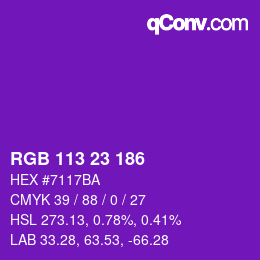 Color code: RGB 113 23 186 | qconv.com