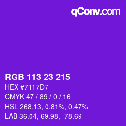 Color code: RGB 113 23 215 | qconv.com