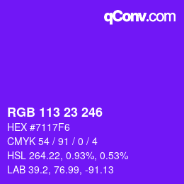 Color code: RGB 113 23 246 | qconv.com