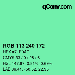 Color code: RGB 113 240 172 | qconv.com
