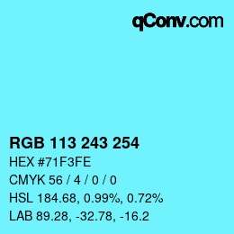 Código de color: RGB 113 243 254 | qconv.com