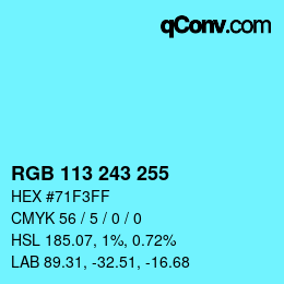Color code: RGB 113 243 255 | qconv.com