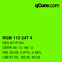 Color code: RGB 113 247 4 | qconv.com