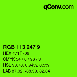 Color code: RGB 113 247 9 | qconv.com