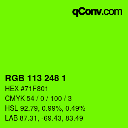 カラーコード: RGB 113 248 1 | qconv.com