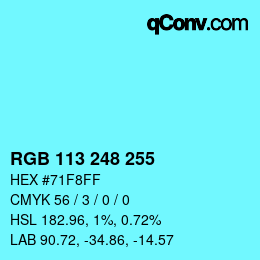 Color code: RGB 113 248 255 | qconv.com