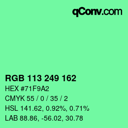 Color code: RGB 113 249 162 | qconv.com