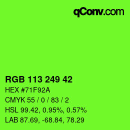Farbcode: RGB 113 249 42 | qconv.com