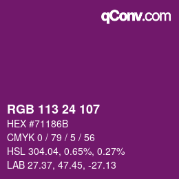 Color code: RGB 113 24 107 | qconv.com