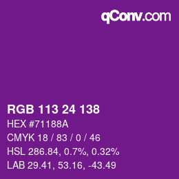 カラーコード: RGB 113 24 138 | qconv.com