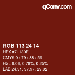 Código de color: RGB 113 24 14 | qconv.com