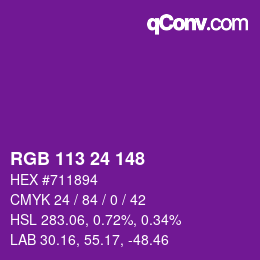 Color code: RGB 113 24 148 | qconv.com