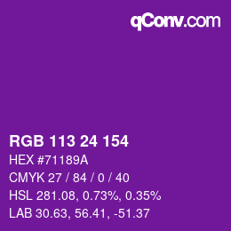 Color code: RGB 113 24 154 | qconv.com