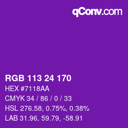 颜色代码: RGB 113 24 170 | qconv.com