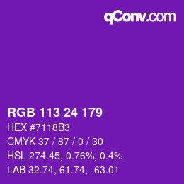 Color code: RGB 113 24 179 | qconv.com
