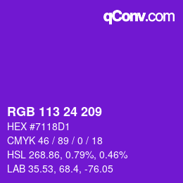 カラーコード: RGB 113 24 209 | qconv.com