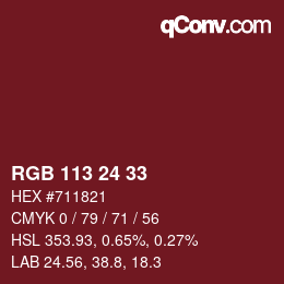 Color code: RGB 113 24 33 | qconv.com