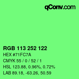 カラーコード: RGB 113 252 122 | qconv.com