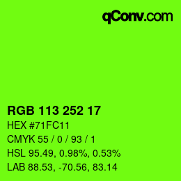 カラーコード: RGB 113 252 17 | qconv.com
