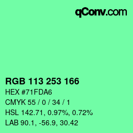 カラーコード: RGB 113 253 166 | qconv.com