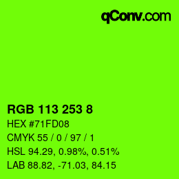 颜色代码: RGB 113 253 8 | qconv.com