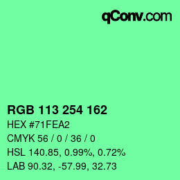 Color code: RGB 113 254 162 | qconv.com