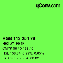Color code: RGB 113 254 79 | qconv.com