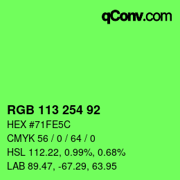 カラーコード: RGB 113 254 92 | qconv.com