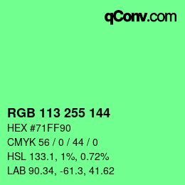 Color code: RGB 113 255 144 | qconv.com