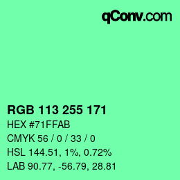 Color code: RGB 113 255 171 | qconv.com