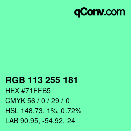 Color code: RGB 113 255 181 | qconv.com