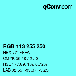 Color code: RGB 113 255 250 | qconv.com