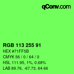 Color code: RGB 113 255 91 | qconv.com