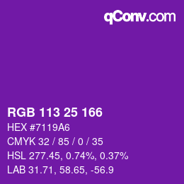 Color code: RGB 113 25 166 | qconv.com