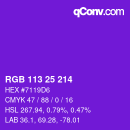 Color code: RGB 113 25 214 | qconv.com