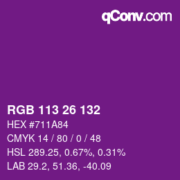 Color code: RGB 113 26 132 | qconv.com