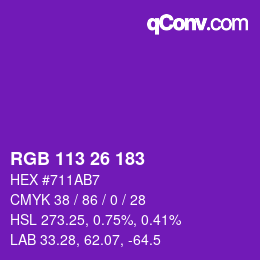 Color code: RGB 113 26 183 | qconv.com
