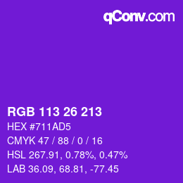 カラーコード: RGB 113 26 213 | qconv.com