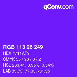 Color code: RGB 113 26 249 | qconv.com