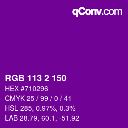 カラーコード: RGB 113 2 150 | qconv.com