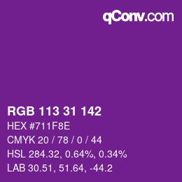 Color code: RGB 113 31 142 | qconv.com