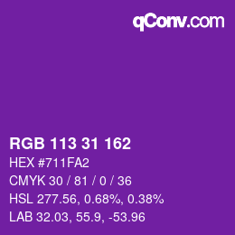 Color code: RGB 113 31 162 | qconv.com