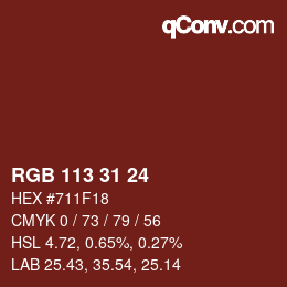 Color code: RGB 113 31 24 | qconv.com