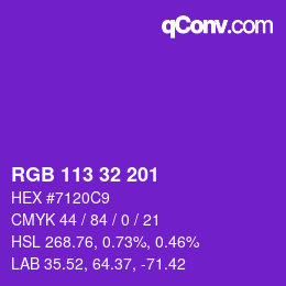 Color code: RGB 113 32 201 | qconv.com