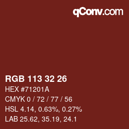 Color code: RGB 113 32 26 | qconv.com